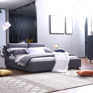 3115 Modern Bedroom Furniture Fabric Beds Dark Gray King Size Bed