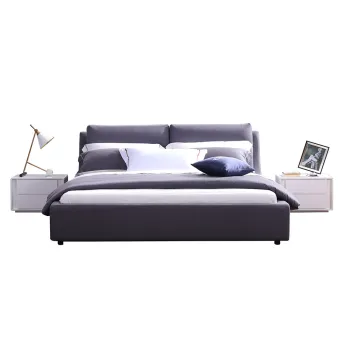 3115現代臥室家具布藝床深灰色特大號床