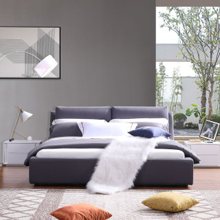 3115 Modern Bedroom Furniture Fabric Beds Dark Gray King Size Bed