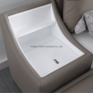 KS2581中国の現代寝室の家具ブラウンレザーキングベッドストレージ付き中国の現代寝室の家具茶色レザーキングベッドストレージ付き