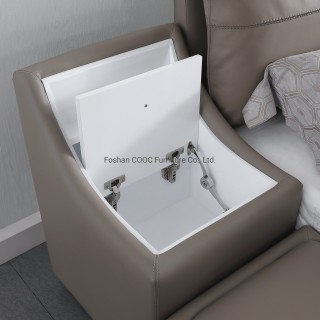 KS2581中国の現代寝室の家具ブラウンレザーキングベッドストレージ付き中国の現代寝室の家具茶色レザーキングベッドストレージ付き