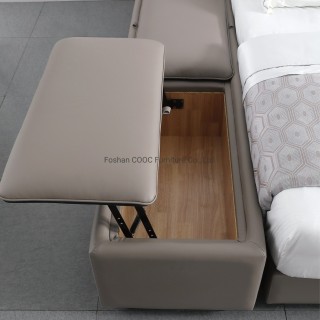 KS2581中国の現代寝室の家具ブラウンレザーキングベッドストレージ付き中国の現代寝室の家具茶色レザーキングベッドストレージ付き