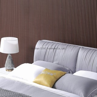 KS3172 Deep Soft Couches Modern Bedroom Furniture Grey Fabric King Bed