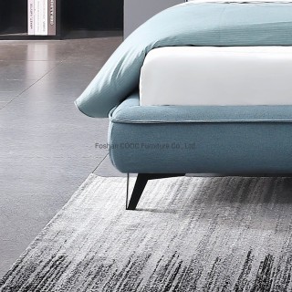 KS3178 Chinese Modern Bedroom Furniture Leisure Blue Fabric King Bed