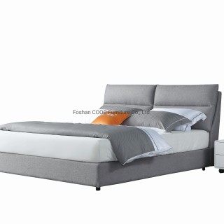 KS3181 Minimalistischer Stil Moderne Schlafzimmermöbel Grauer Stoff Kingsize-Betten