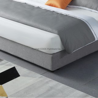 KS3181 Minimalistischer Stil Moderne Schlafzimmermöbel Grauer Stoff Kingsize-Betten