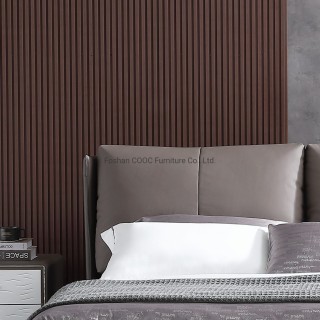 Mobília moderna do quarto M1066 Cama macia super clara do rei de couro marrom