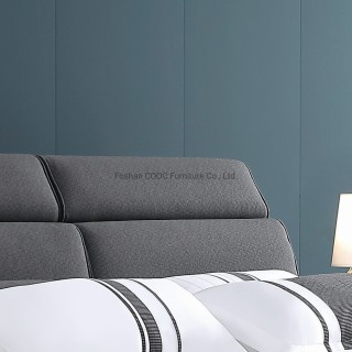 KS3058 Modern Bedroom Furniture Dimgray Fabric King Size Bed with Storage Cabinet