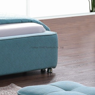 KS3082 The Latest Furniture Modern Designer Blue Fabric Double King Size Bed