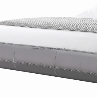 KS2592 European Style Bedroom Furniture Modern Grey Leather King Bed