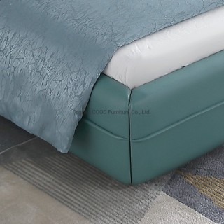 KS2582 Designer Modern Bedroom Furniture Unique Bright Green Leather King Bed
