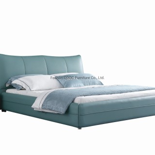 KS2582 Designer Modern Bedroom Furniture Unique Bright Green Leather King Bed