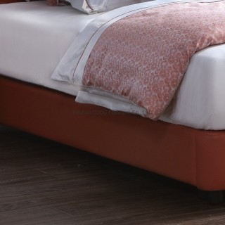 KS2535 Modern Minimalist Bedroom Leather Furniture Orange King Bed