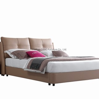 KS2531A Modern Living Room Bedroom Leather King Size Light-Colored Bed
