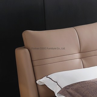 KS2531A Modern Living Room Bedroom Leather King Size Light-Colored Bed