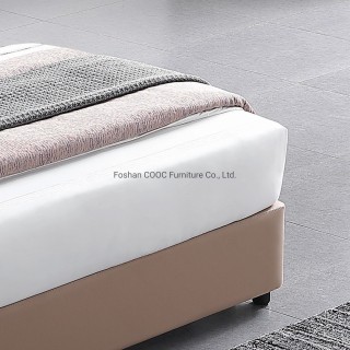 KS2531A Modern Living Room Bedroom Leather King Size Light-Colored Bed