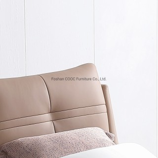 KS2531A Modern Living Room Bedroom Leather King Size Light-Colored Bed