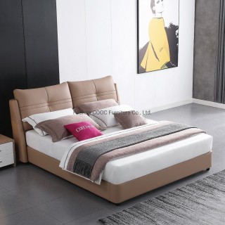 KS2531A Modern Living Room Bedroom Leather King Size Light-Colored Bed