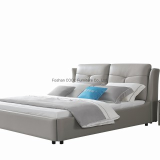 KS2390 Modern Bedroom Living Room Furniture King Size Grey Leather Bed