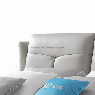 KS2390 Modern Bedroom Living Room Furniture King Size Grey Leather Bed