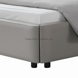 KS2390 Modern Bedroom Living Room Furniture King Size Grey Leather Bed