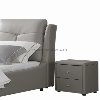 KS2390 Modern Bedroom Living Room Furniture King Size Grey Leather Bed