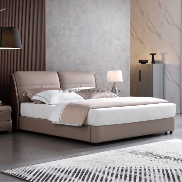 KS2578 Modern Bedroom Furniture Deep Soft High Quality Leather King Bed