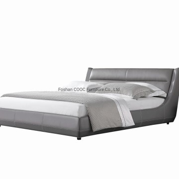 KS2592 European Style Bedroom Furniture Modern Grey Leather King Bed