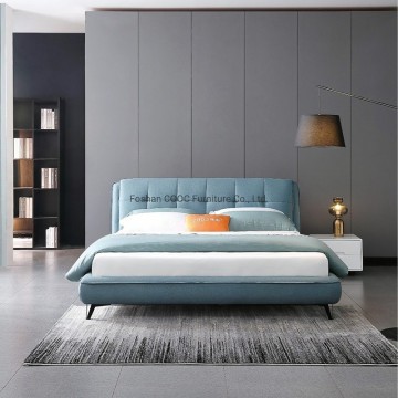 KS3178 Chinesische moderne Schlafzimmermöbel Freizeit Blue Fabric King Bed