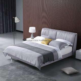 KS3172 Deep Soft Couches Modern Bedroom Furniture Grey Fabric King Bed