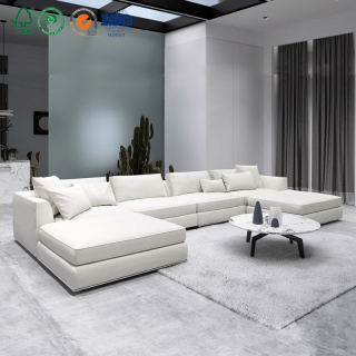 Modern giant kd sofa home furniture cloud u modular sectional couch leather white living room sofa set