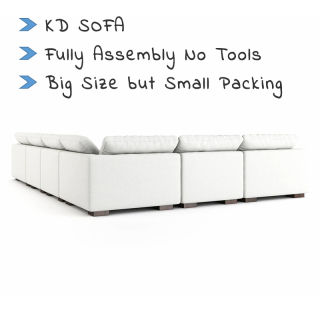Modern giant kd sofa home furniture cloud u modular sectional couch leather white living room sofa set