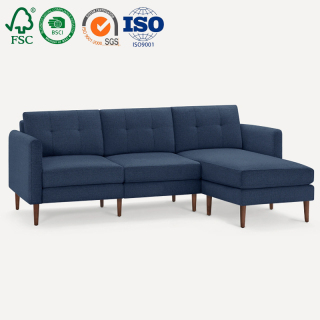 Modern KD Sofa Nordic Leisure L Bentuk Sectional Lounge Sofa Ruang Tamu Sudut Kain Sofa Set Furniture