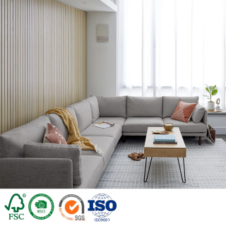 Modern KD Sofa Nordic Leisure L Bentuk Sectional Lounge Sofa Ruang Tamu Sudut Kain Sofa Set Furniture