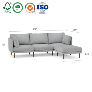 Modern KD Sofa Nordic Leisure L Bentuk Sectional Lounge Sofa Ruang Tamu Sudut Kain Sofa Set Furniture
