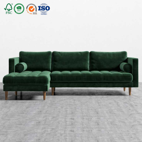 Modernong L shape assembly modular sofa blue white velvet leather couch