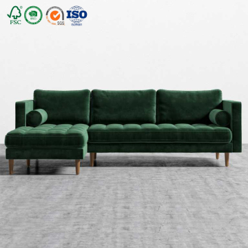 Modern L shape assembly modular sofa blue white velvet leather couch