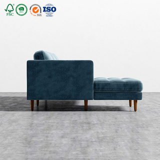 Modern L shape assembly modular sofa blue white velvet leather couch