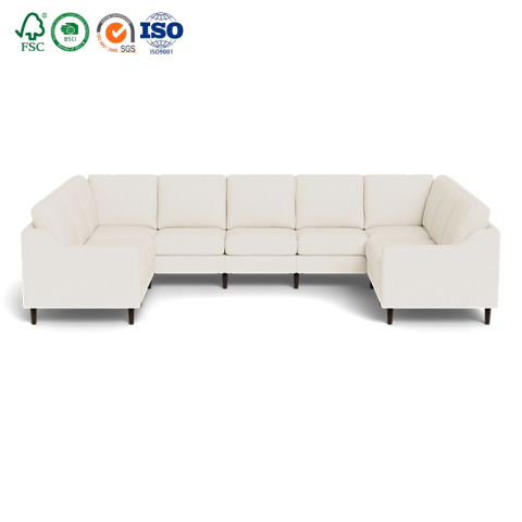Bagong modernong U shape upholstered feather at down sleeper gray cloud sectional sofa na may usb