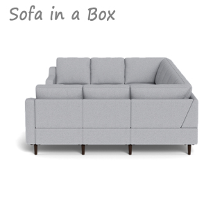New modern U shape upholstered feather and down sleeper grey cloud sectional sofa with usb