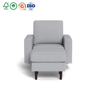 أريكة التجميع الفاخرة عارضة الخشب والنسيج الصلب الساق كرسي بذراعين لغرفة المعيشة