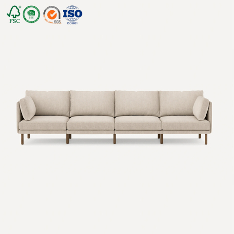 आधुनिक कपड़े सफेद अनुभागीय लाउंज केडी सोफा 4 सीटर