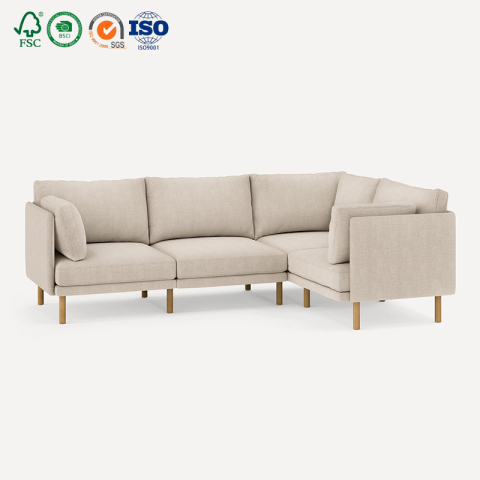 इतालवी आधुनिक कपड़े सफेद एल आकार कोने अनुभागीय लाउंज केडी सोफा