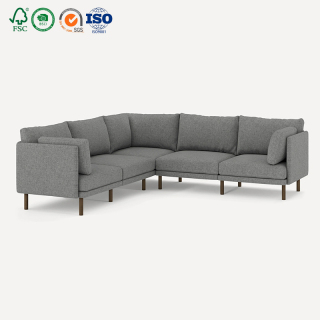 Nordic modern fabric dark grey corner modular lounge assembly sofa