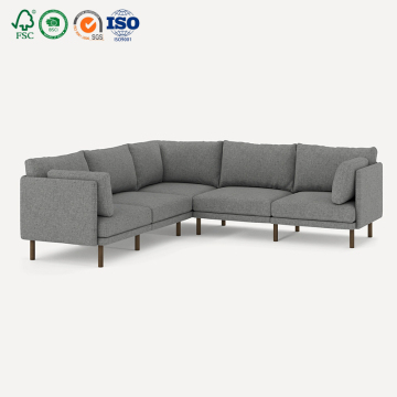 Nordic modern fabric dark grey corner modular lounge assembly sofa