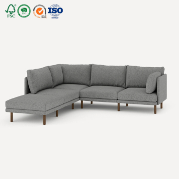 Nordic modern fabric dark grey corner modular lounge KD sofa