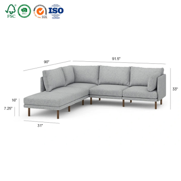 Modern KD sofa Nordic leisure l shape sectional lounge couches