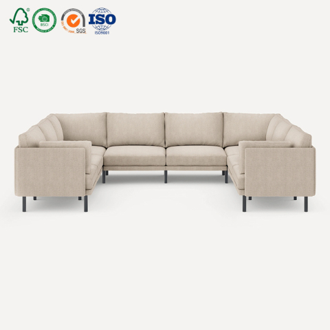 बॉक्स में आधुनिक नॉर्डिक केडी सोफा यू आकार कोने अनुभागीय लाउंज सोफे