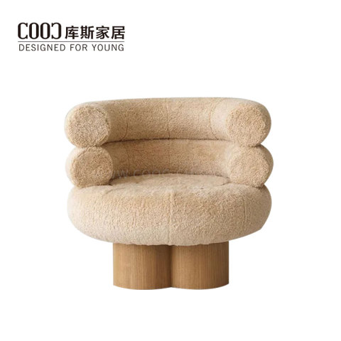 Chaise simple moderne de loisirs de sofa d'accent de fauteuil de tissu de nounours blanc pour le salon