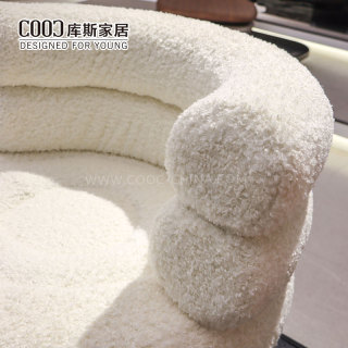 Modern White Teddy Fabric Armchair Accent Single Sofa Leisure Chair For Living Room